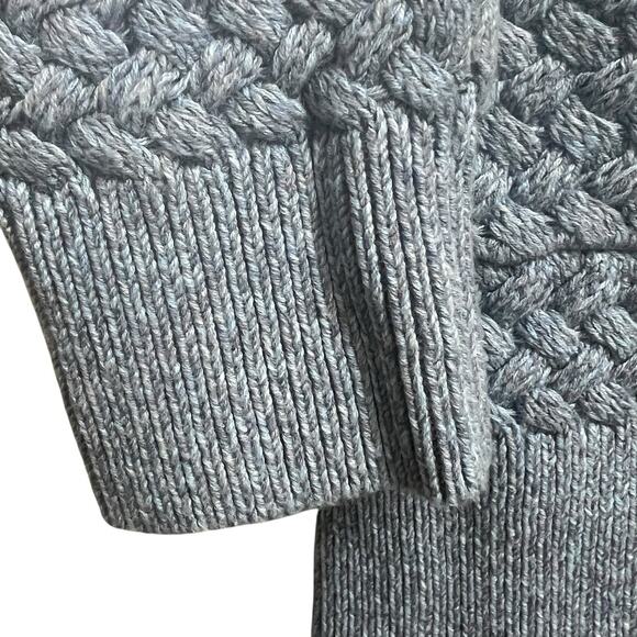 LL Bean Blue Textured Basketweave Open Front Cardigan Size S Sweater - Picture 4 of 11